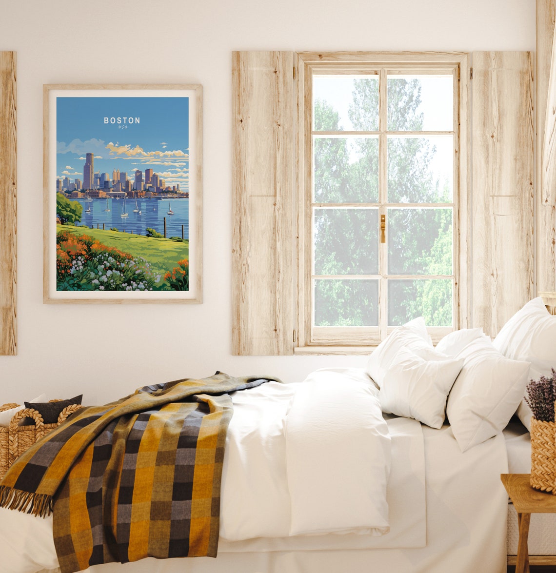 Boston Travel Print Boston City Travel Poster Boston Travel Wall Art City Skyline Artwork Boston Massachusetts Travel Poster - Image 2