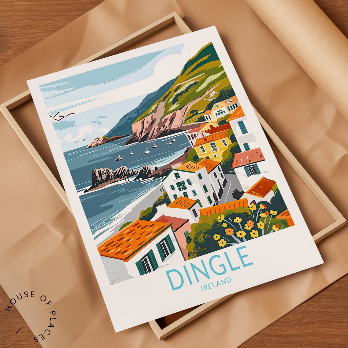 Dingle Ireland Coastal Village Harbor Scene Vintage Travel Poster - Image 2