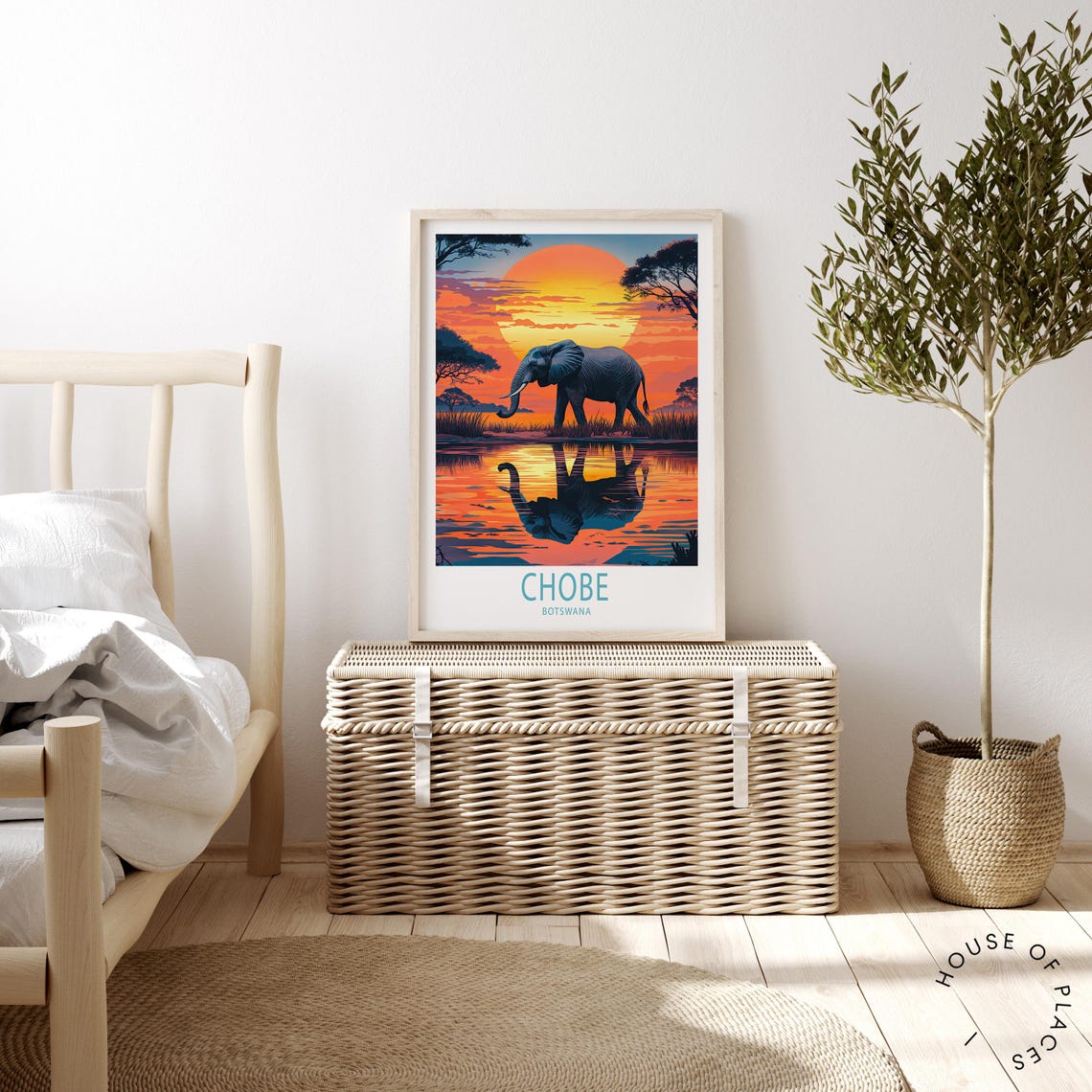 Chobe Botswana Elephant Sunset Safari Waterhole Travel Poster - Image 4