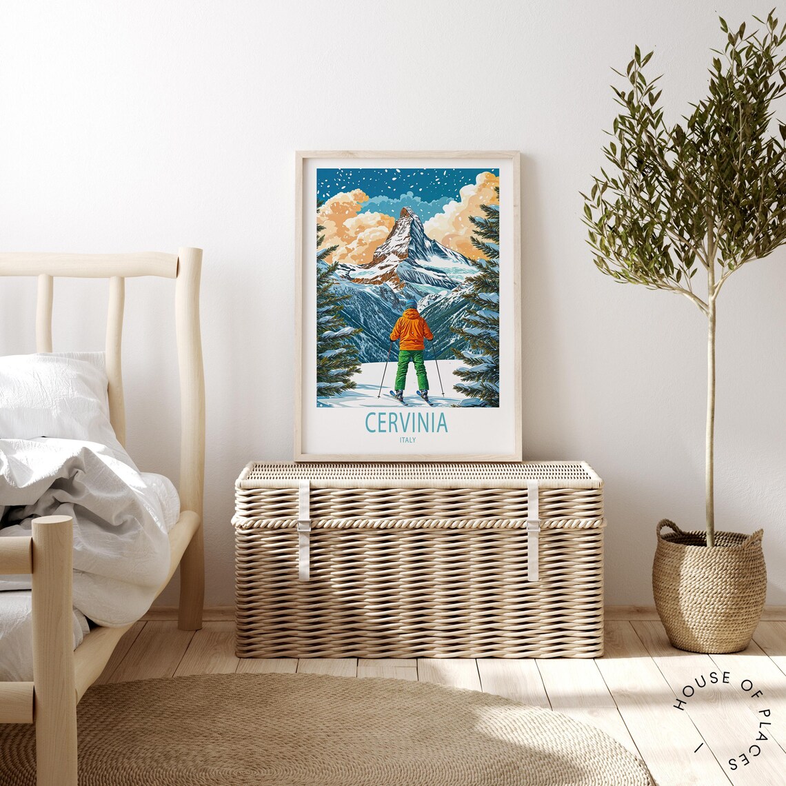 Cervinia Ski Italy Travel Poster Italy Wall Art Cervinia Ski Paradise Print Personalised Travel Poster Birthday Gifts Home Decor - Image 2