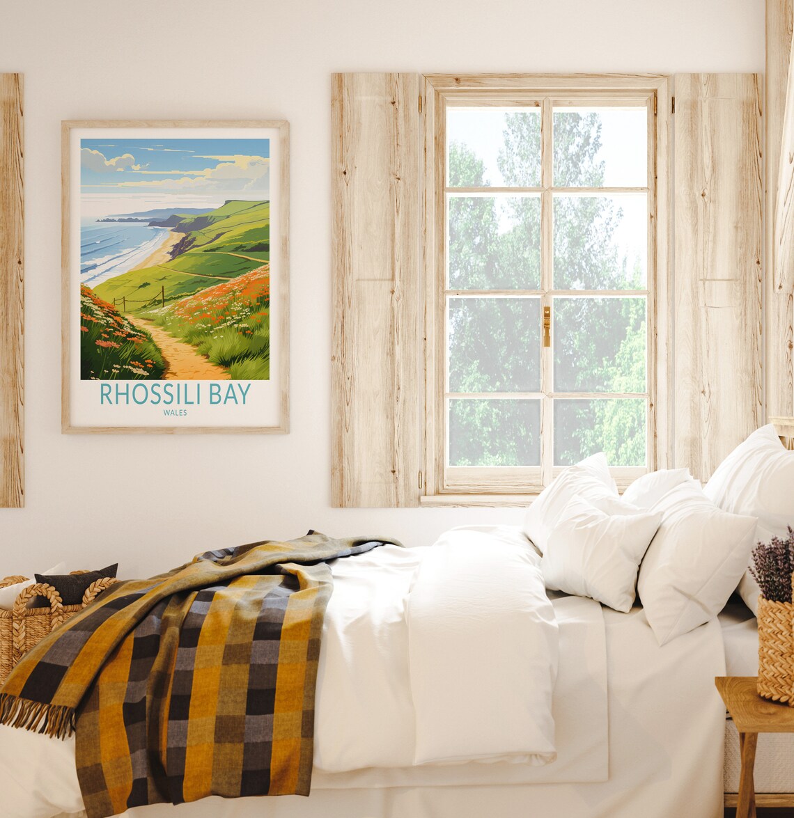 Rhossili Bay Wales Vintage Coastal Cliff Walk Wildflower Poster - Image 2