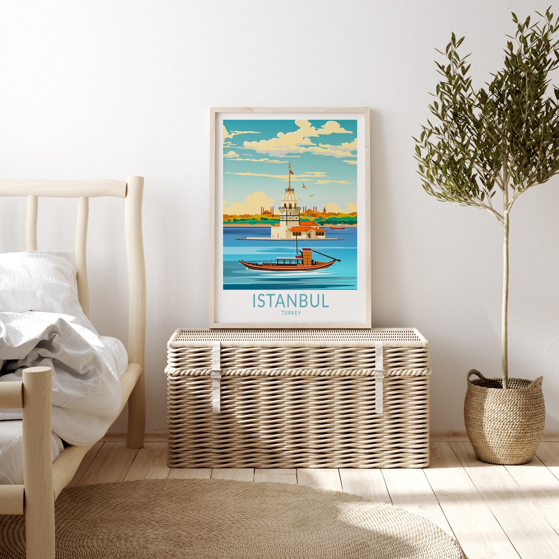 Istanbul Turkey Maidens Tower Bosphorus Travel Art Poster Gift - Image 3