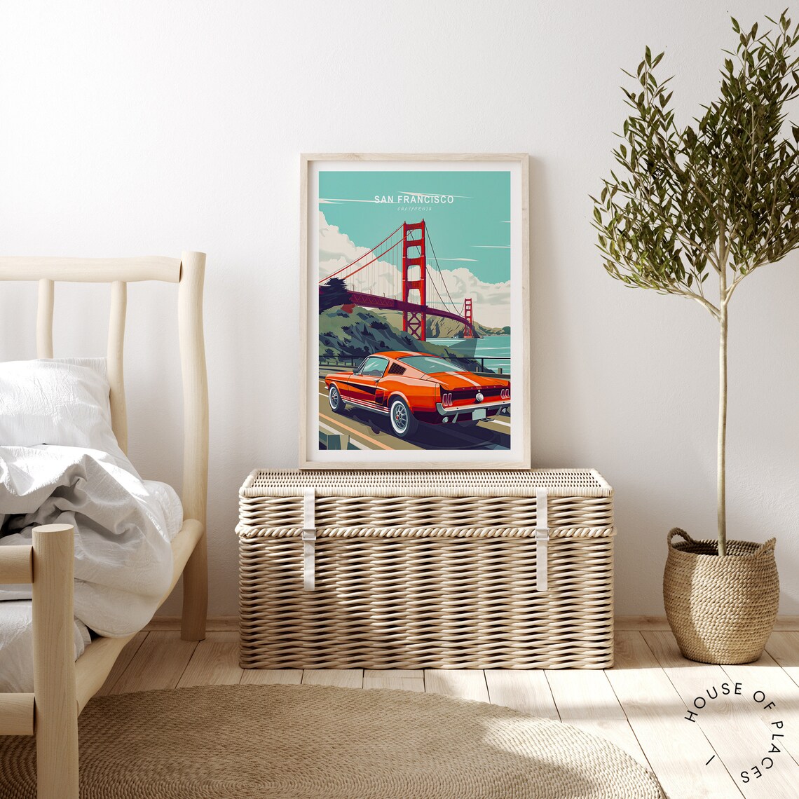 San Francisco Travel Poster, Minimalist Golden Gate Bridge - Image 3