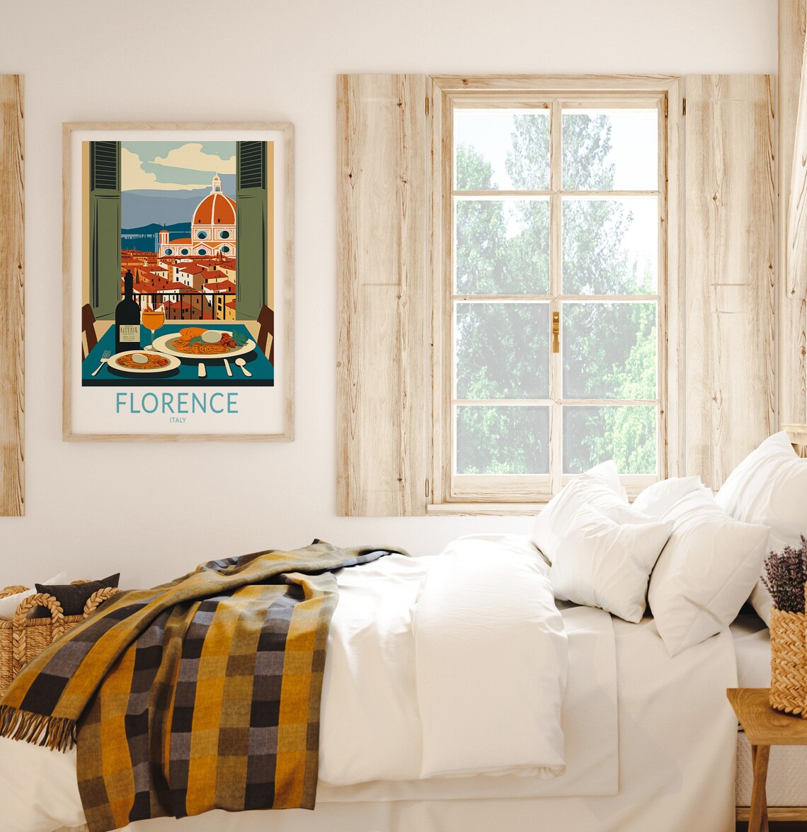 Florence Italy Travel Poster, Italian Food Art Print - Image 2