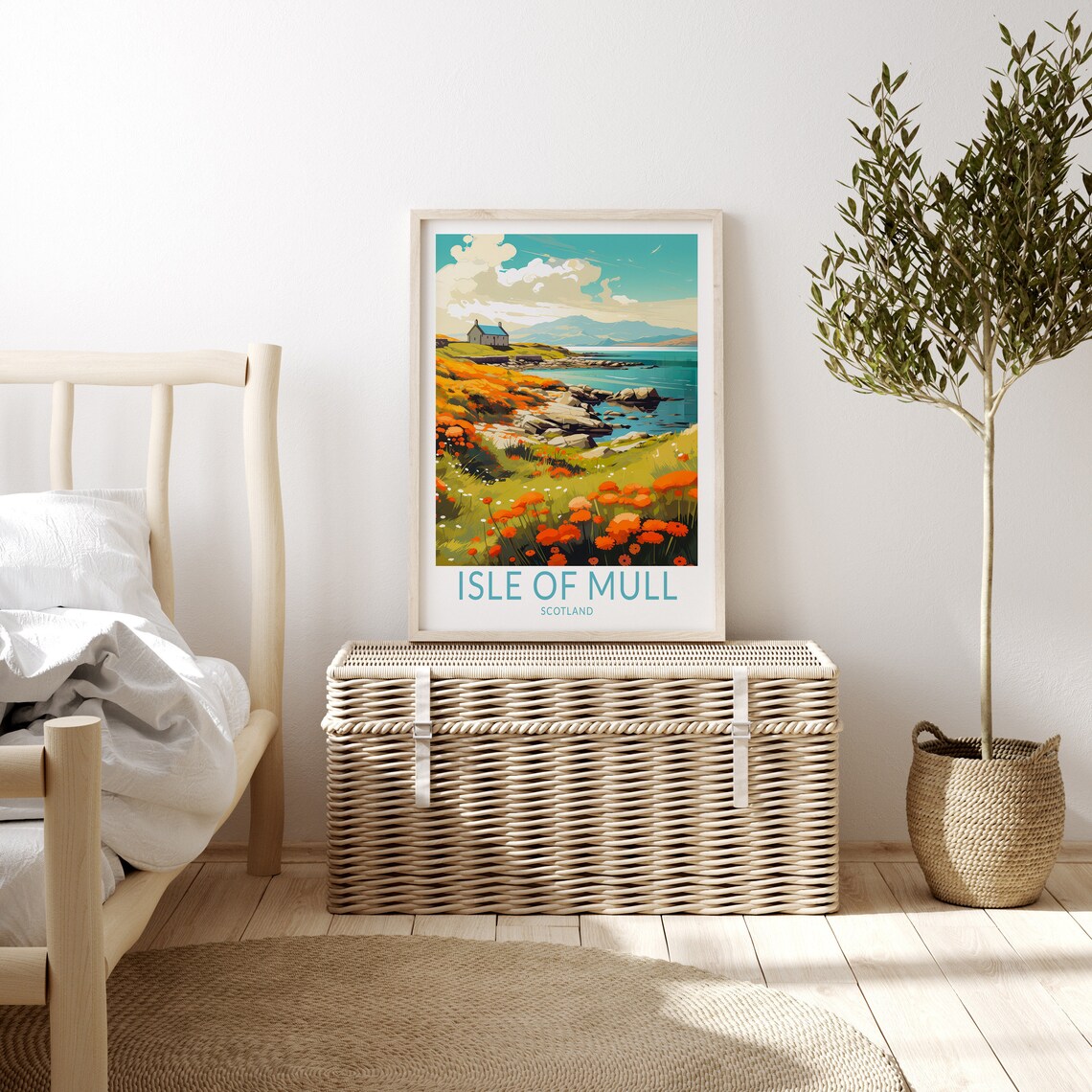 Isle of Mull Scotland Orange Wildflower Meadow Coastal Poster - Image 3