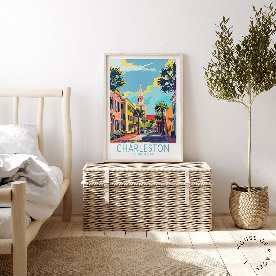 Charleston South Carolina Palm Street And Steeple Travel Poster - Image 4