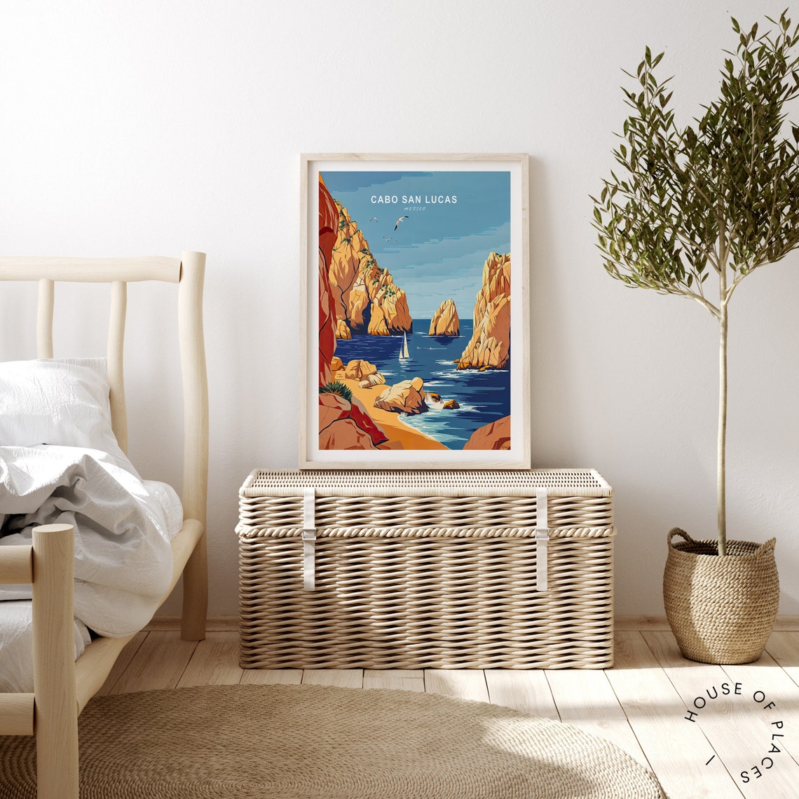 Cabo San Lucas Mexico El Arco Golden Cliffs Sailboat Travel Poster - Image 3