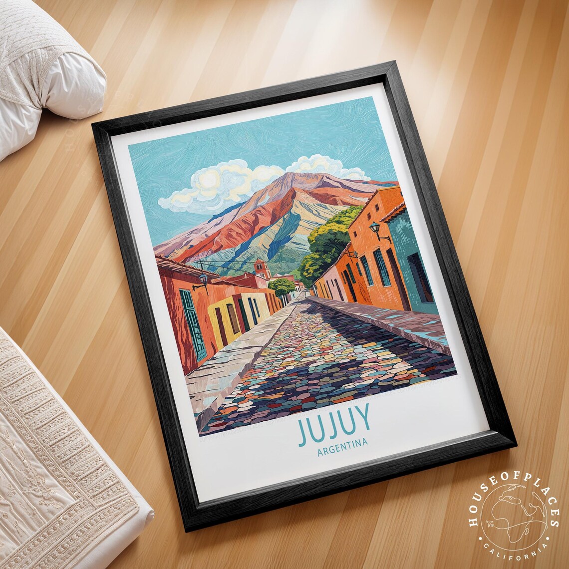 Jujuy Argentina Colorful Cobblestone Street Mountain Travel Poster