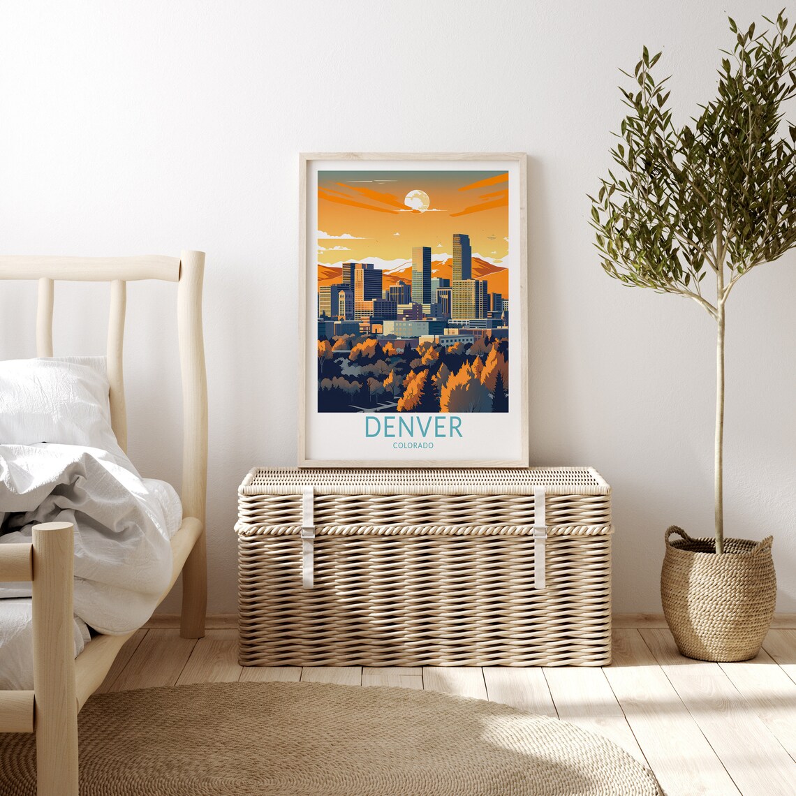 Denver Colorado Downtown Skyline Autumn Sunset Travel Poster - Image 3