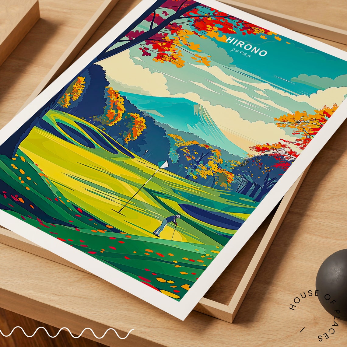 Hirono Japan Autumn Golf Course With Distant Mount Fuji View Poster - Image 3