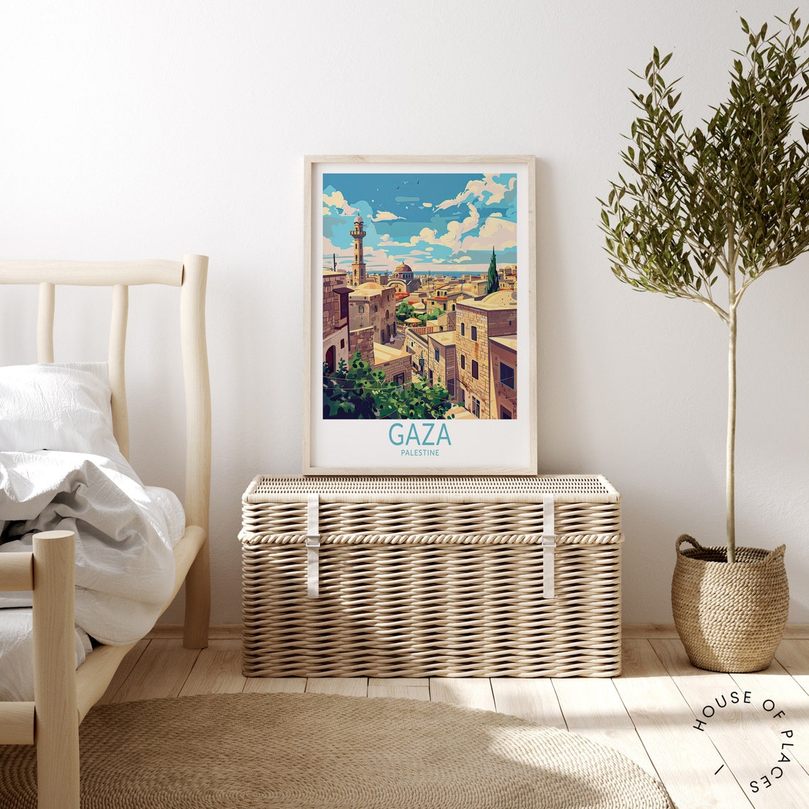 Gaza Palestine Old Town Rooftops Minaret Vintage Travel Poster - Image 4