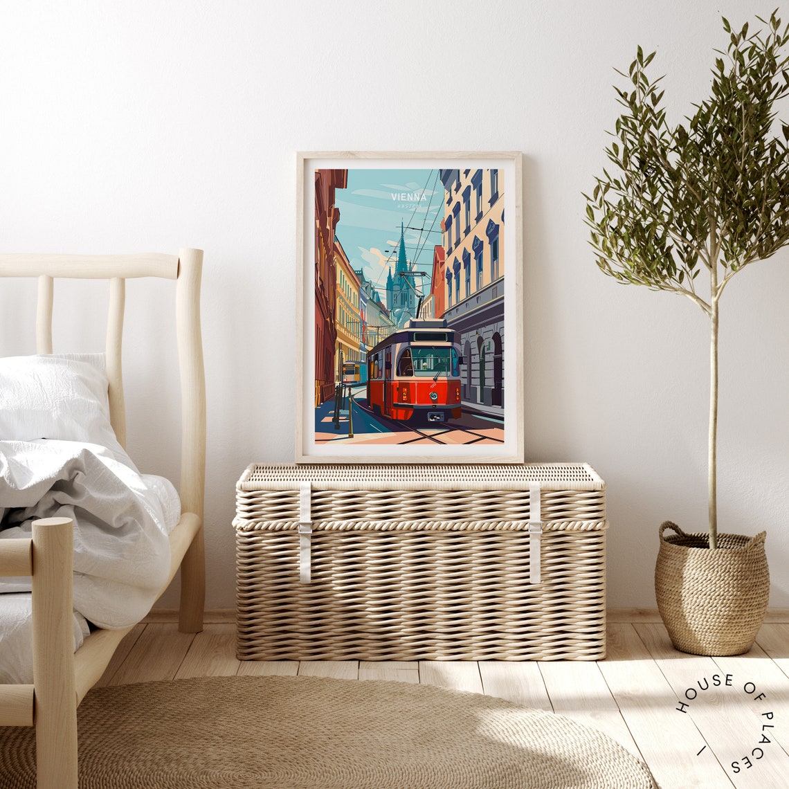 Vienna Austria Old Town Red Tram Skyline Retro Travel Art Poster - Image 3