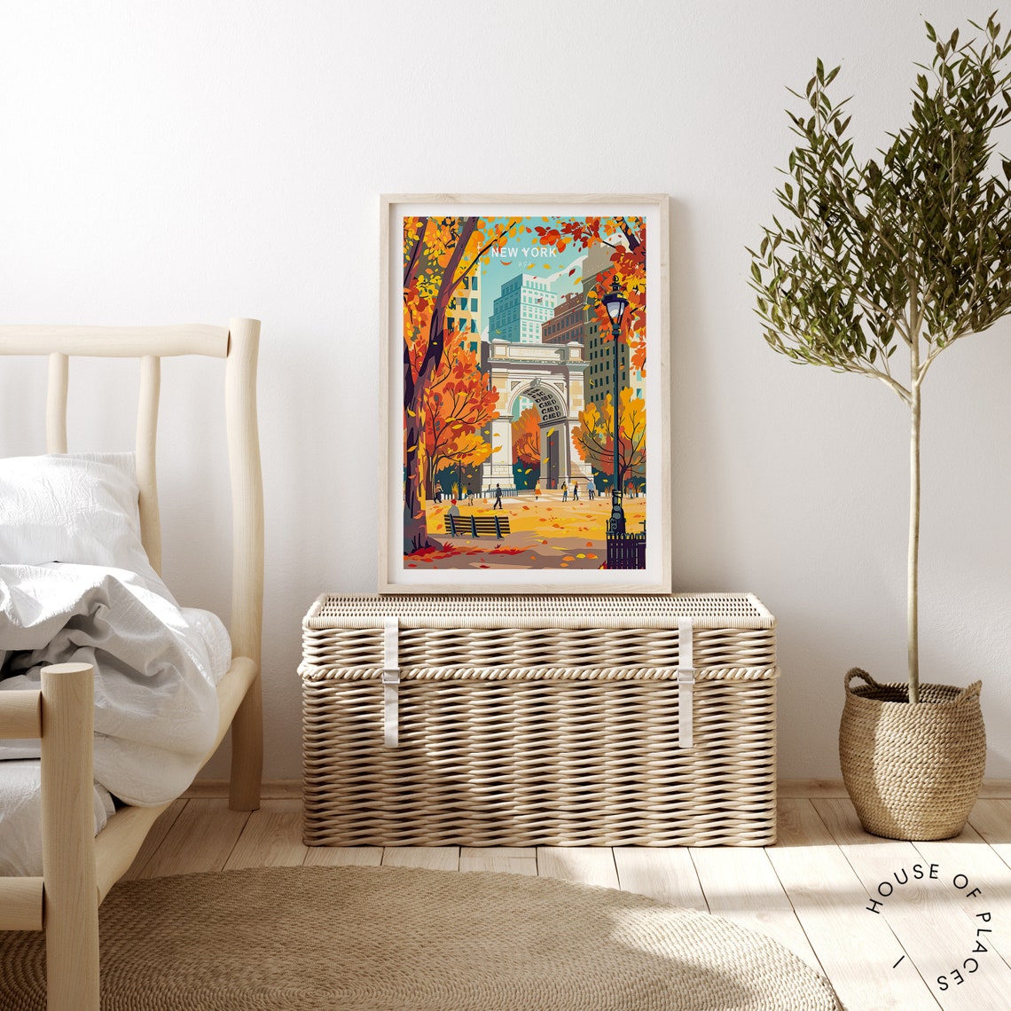 New York Autumn Washington Square Park Marble Arch Travel Poster - Image 4