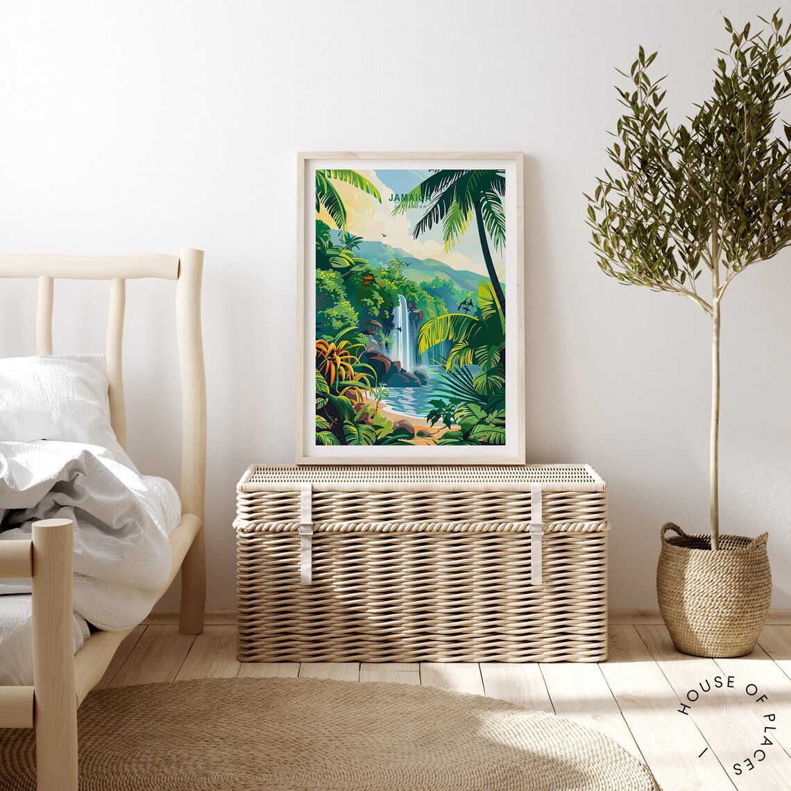 Jamaica Caribbean Hidden Waterfall Lush Tropical Jungle Lagoon Travel Poster - Image 4