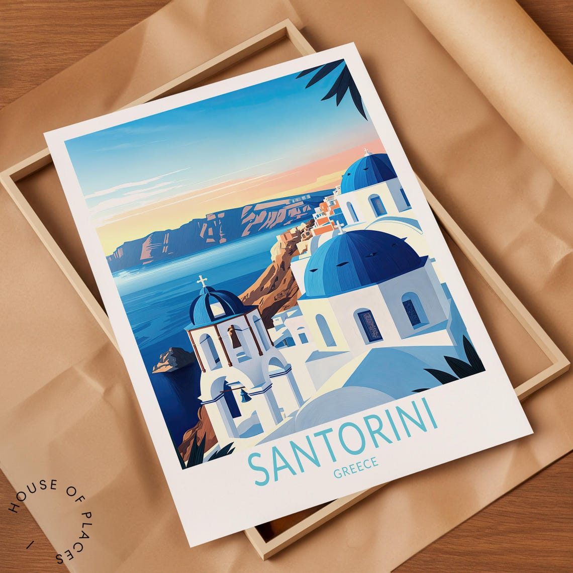 Santorini Greece Travel Poster Greece City Wall Art Santorini Travel Poster Aegean Sea City Personalised Gifts - Image 2