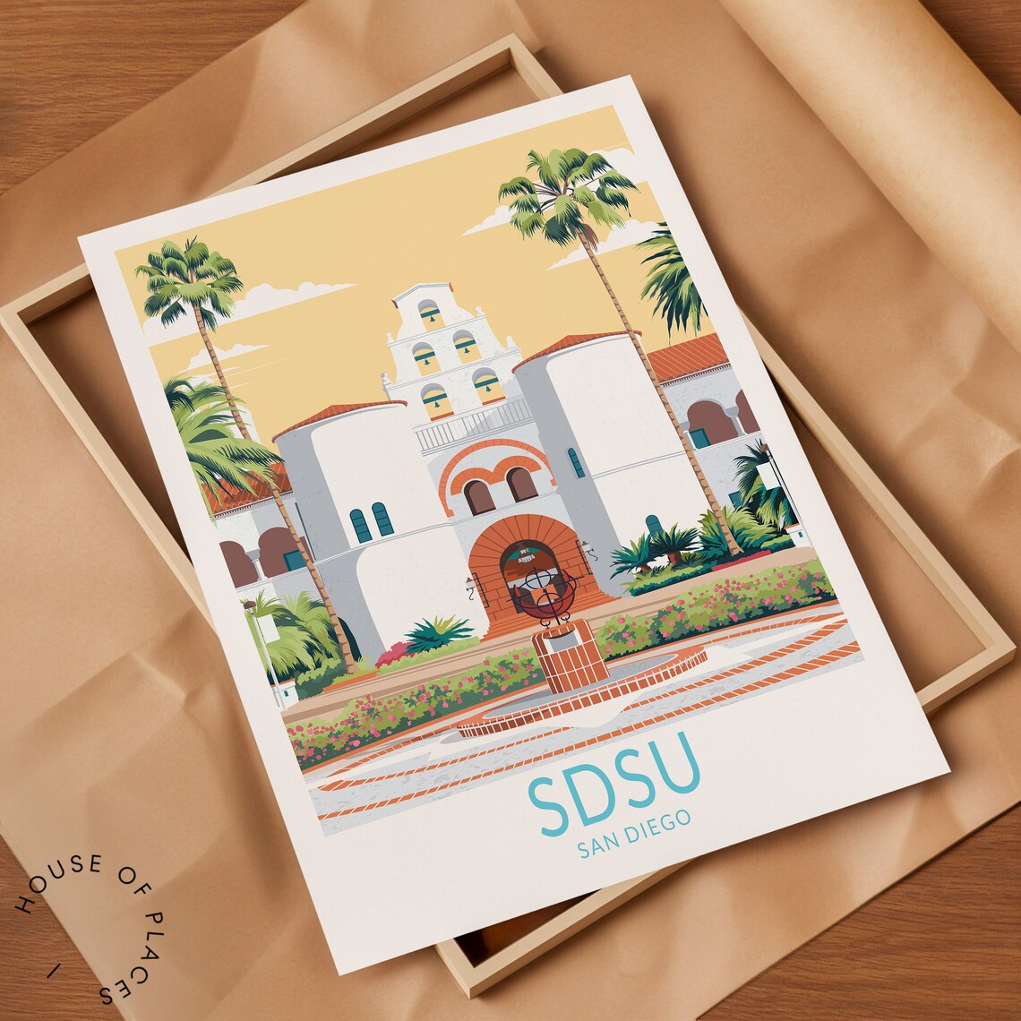 San Diego State University Travel Poster, Campus Art Print - Image 2