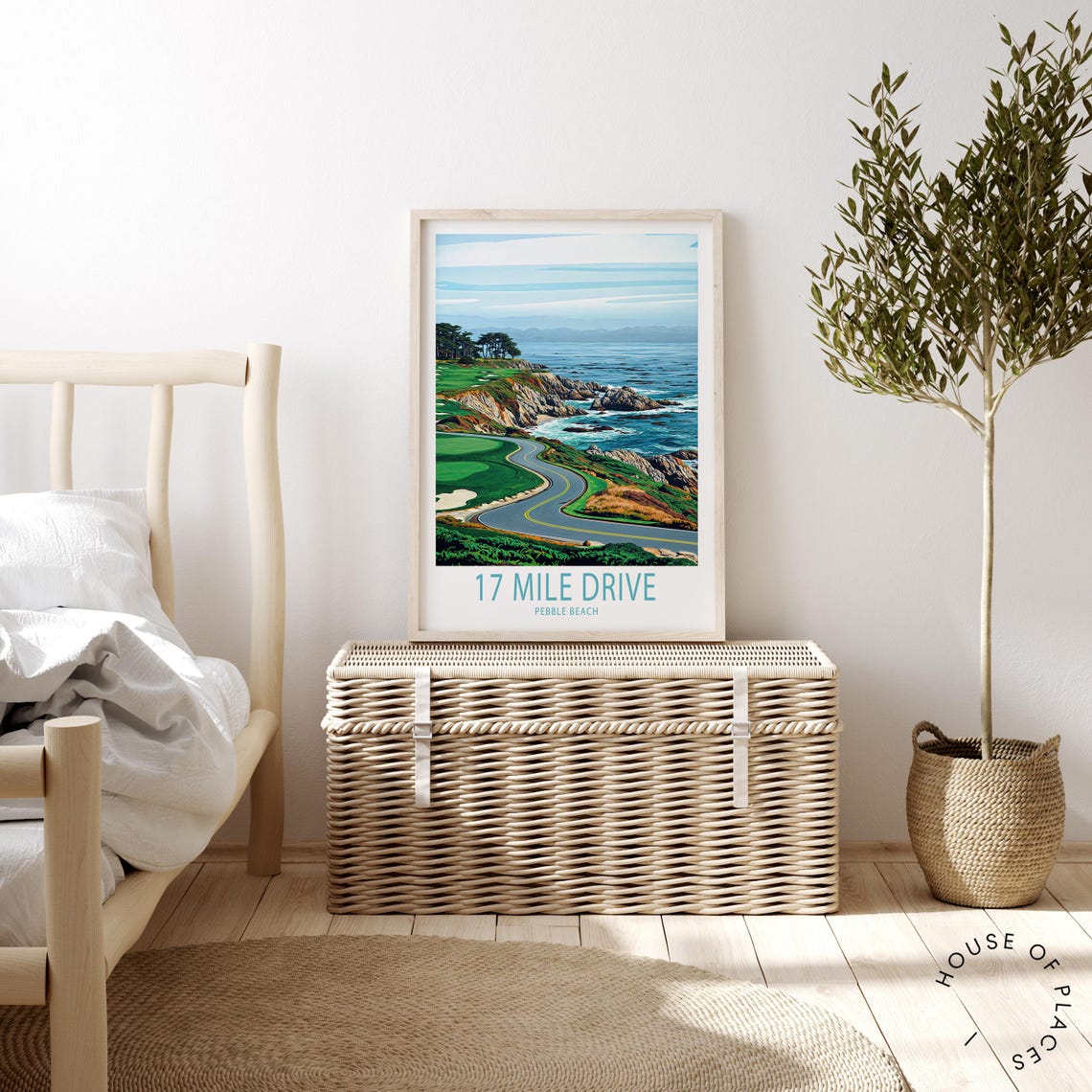 17 Mile Drive Pebble Beach Travel Poster Coastal Golf Course View - Image 4