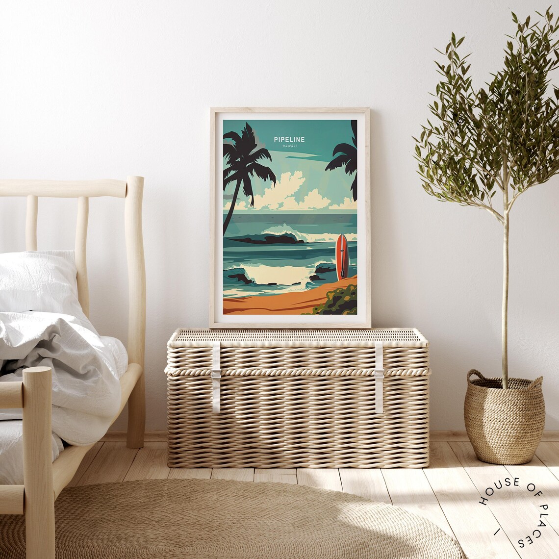 Pipeline Travel Poster, Hawaii Surf Art Print - Image 2