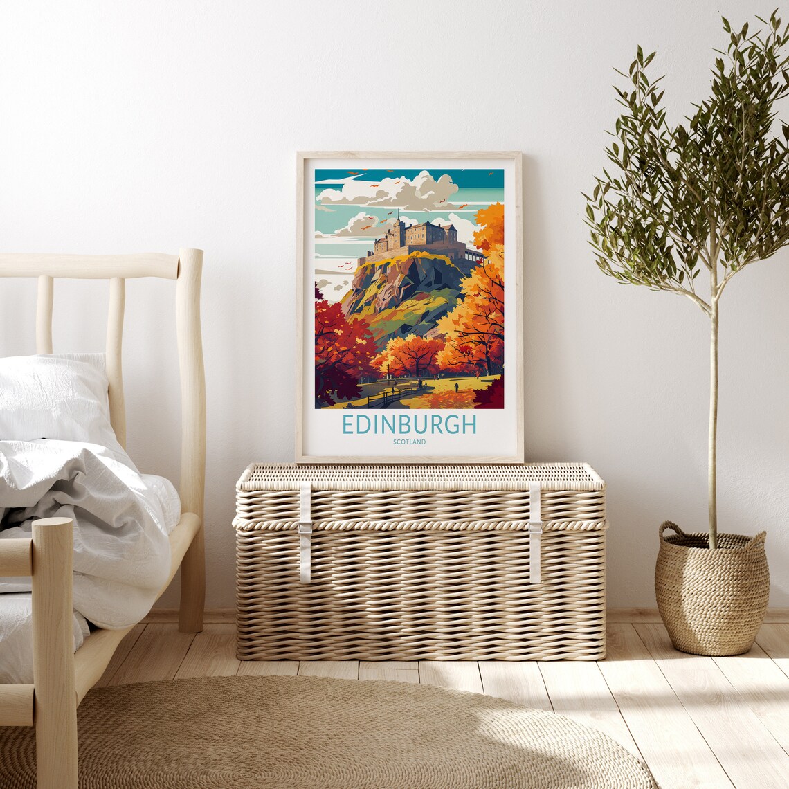 Edinburgh Scotland Travel Poster, Castle Wall Art - Image 3
