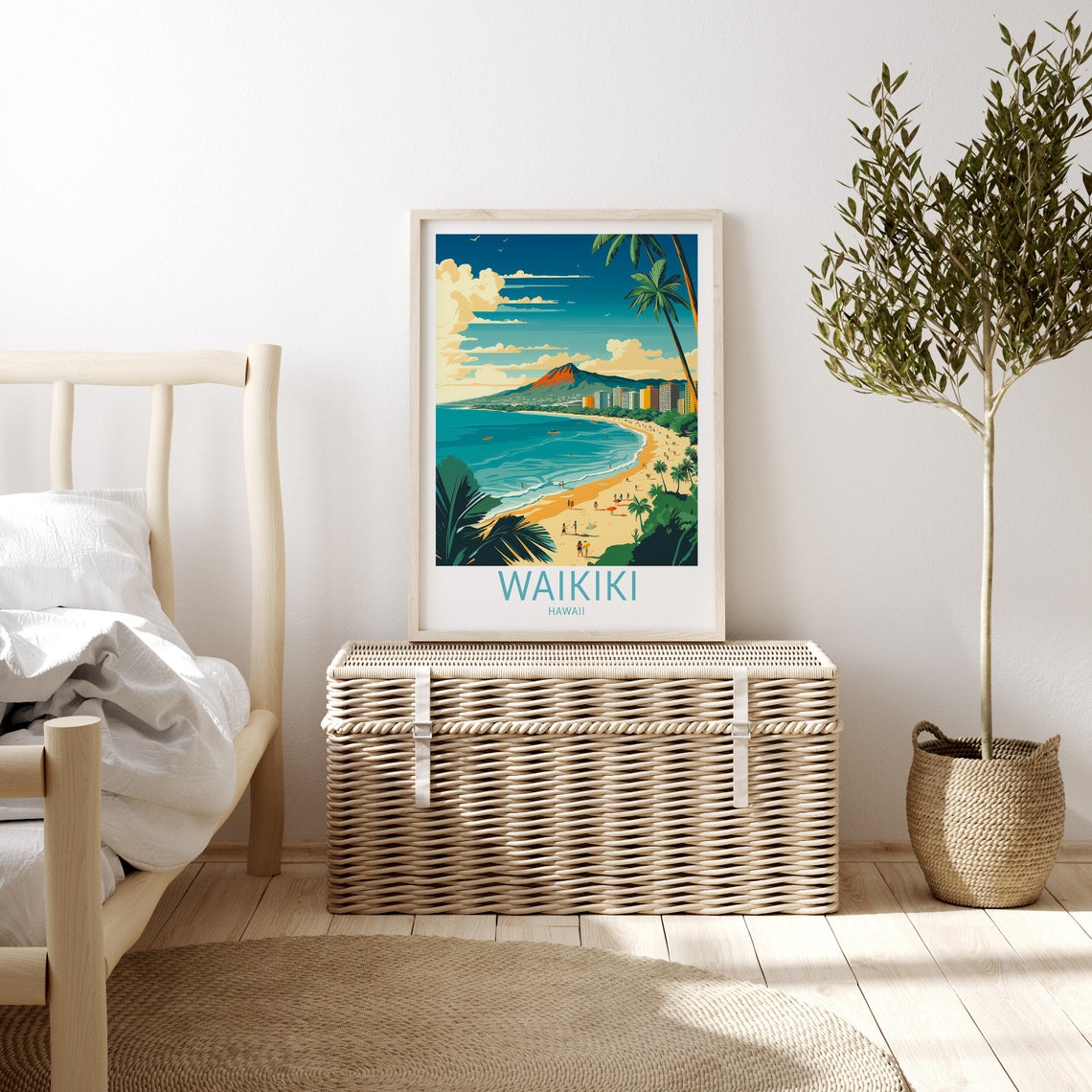 Hawaii Waikiki Travel Poster Waikiki Beach Travel Poster Print Hawaii Waikiki Travel Poster Wall Art Hawaii Coastal Travel Poster - Image 3
