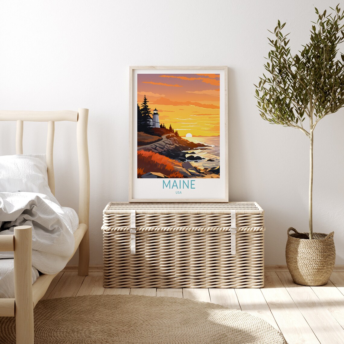 Maine State Coastal Travel Poster, Travel Print - Image 3