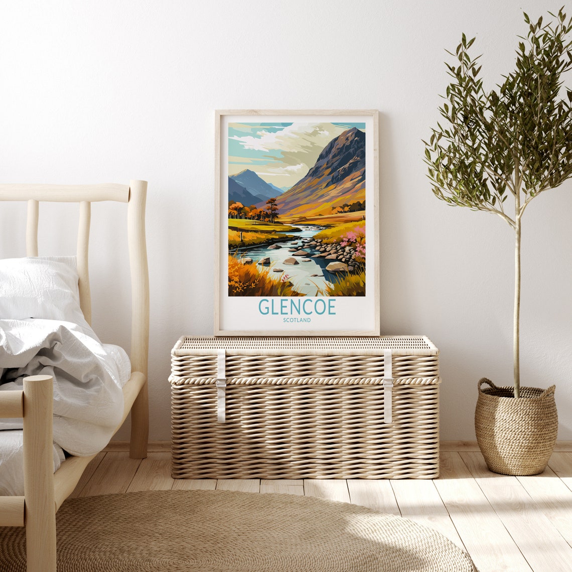 Glencoe Scotland Autumn Mountain Valley River Highland Poster - Image 3