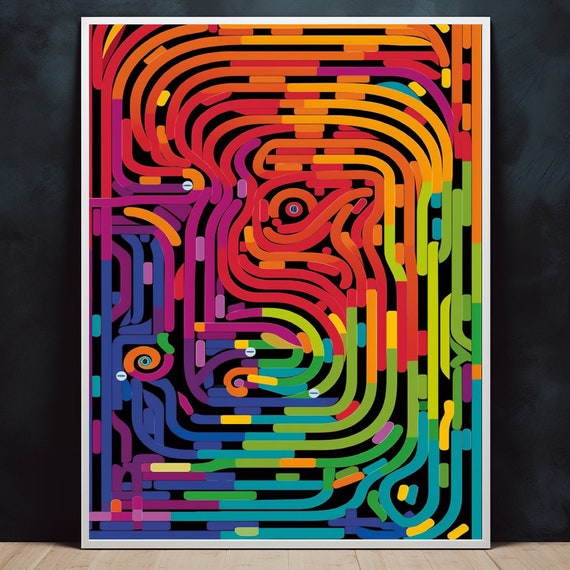 Rainbow Maze Posters Prints Wall Art Modern Home Room Bar Decor Painting Unframed