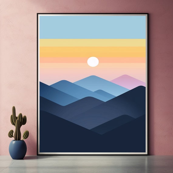 Minimal Mountain Design Posters Prints Wall Art Modern Home Room Bar Decor Painting Unframed