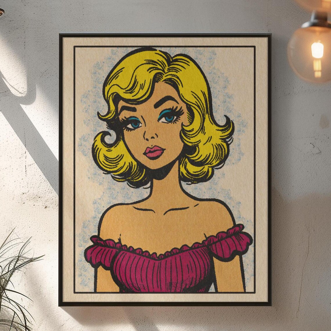 Blonde Comic Girl Vintage Pop Art Portrait 1960s Style Poster