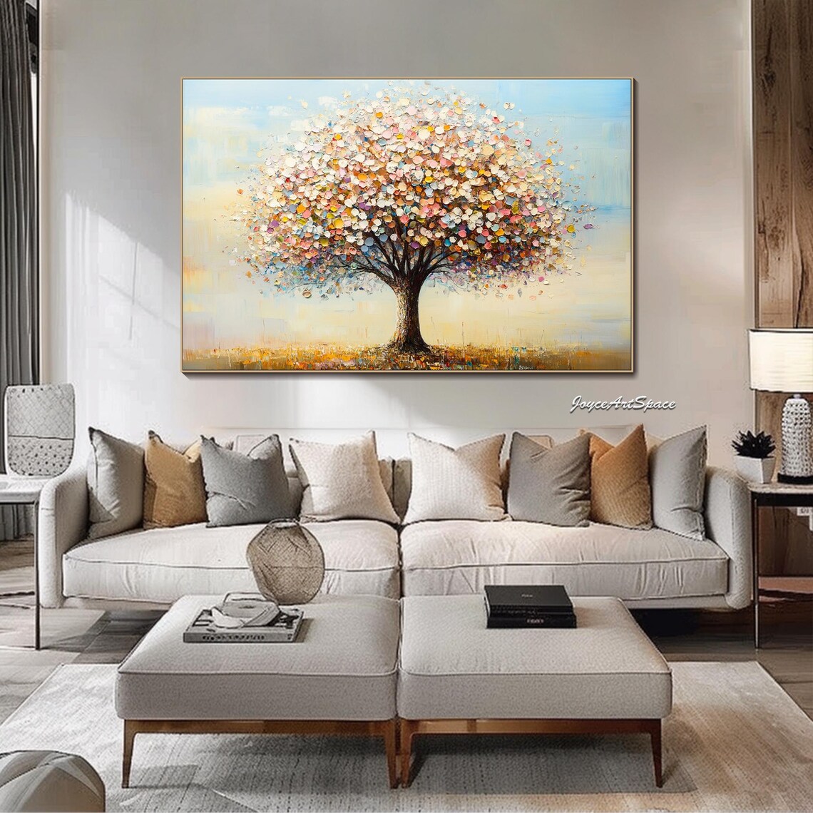 Tree of Life Colorful Blossom Canopy Textured 3D Painting Poster - Image 4