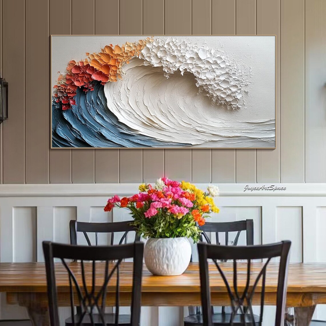 Abstract Ocean Waves Oil Painting, Modern Art Print - Image 4