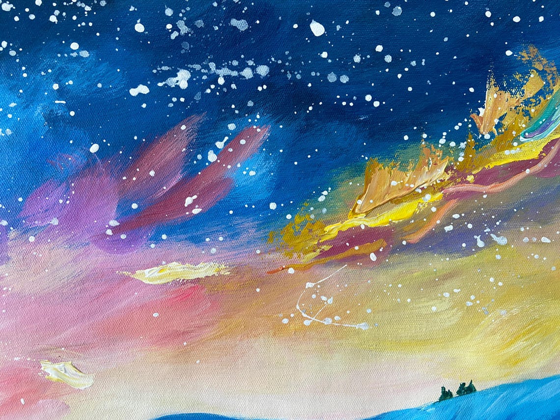 Starry Night Rolling Hills Wildflowers 3D Impasto Dreamy Wall Art - Image 5