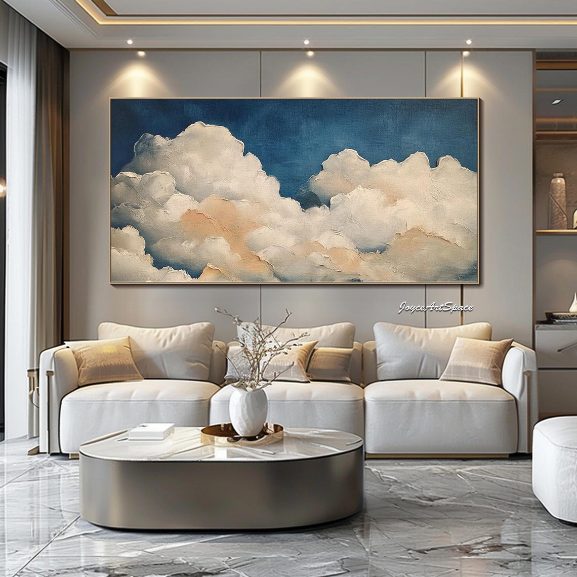 Abstract Cloudscape Oil Painting Original Texture Sky Artwork Handmade Neutral Wall Art Bedroom Wall Art Minimalist Modern Wall Decor - Image 5