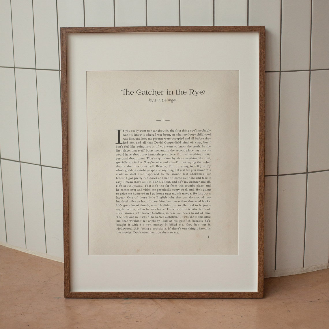 The Catcher In The Rye JD Salinger First Page Chapter One Book Poster - Image 2