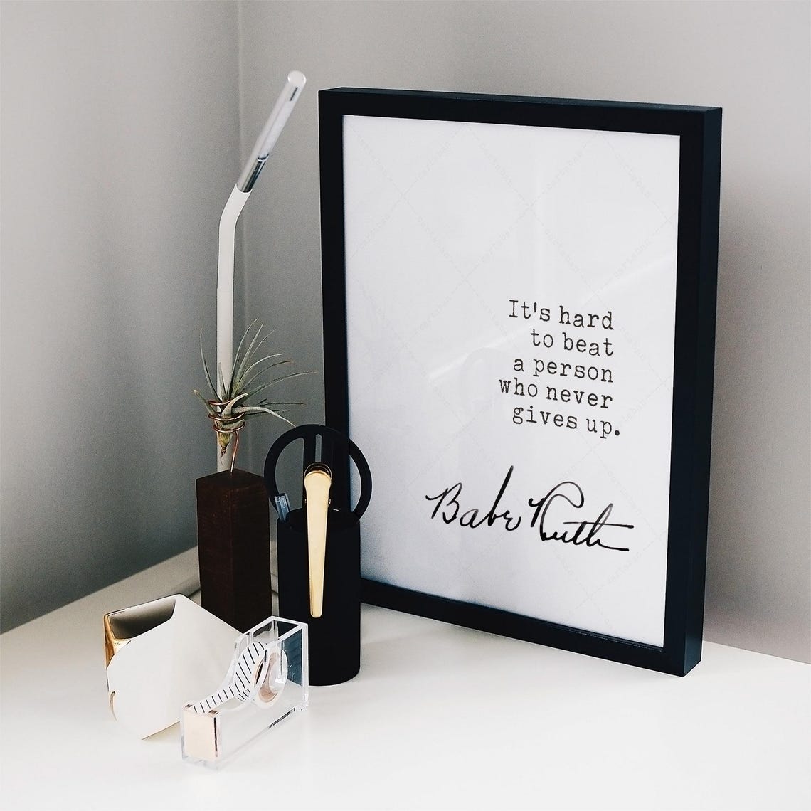 Babe Ruth Its Hard To Beat A Person Who Never Gives Up Quote Poster - Image 2