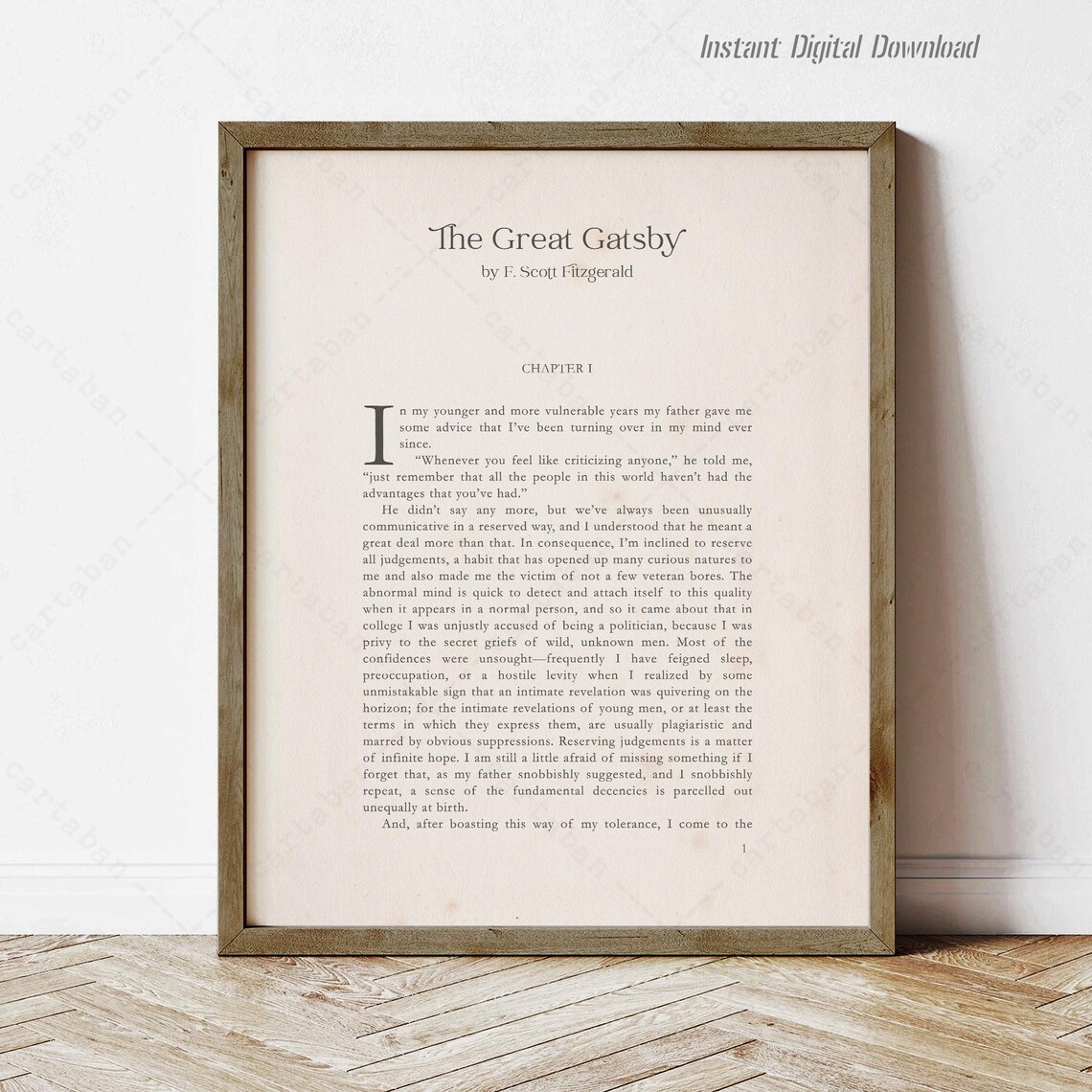 The Great Gatsby, F. Scott Fitzgerald Book Art Print