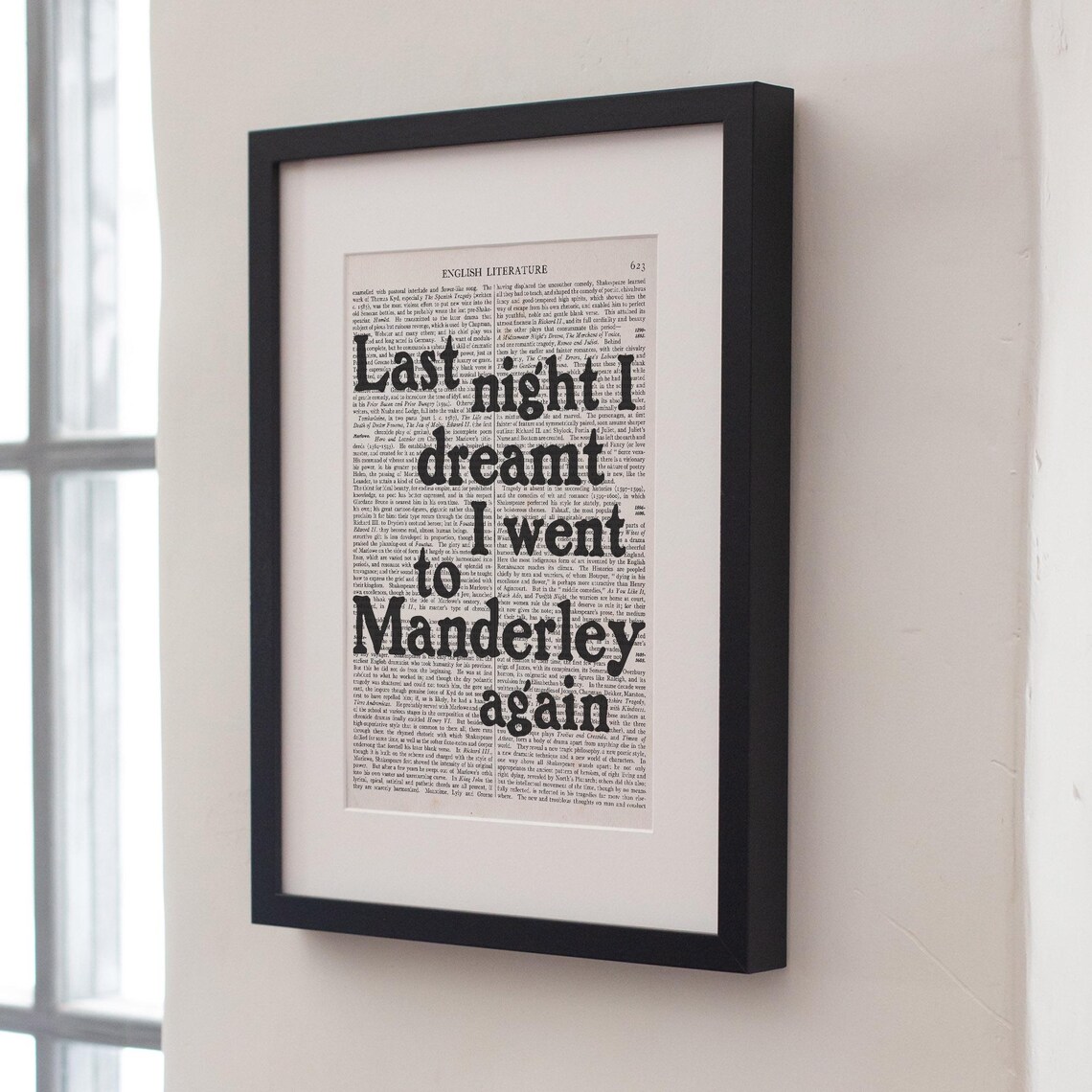 Daphne Du Maurier Last Night I Dreamt Of Manderley Quote Art Wall Poster - Image 3