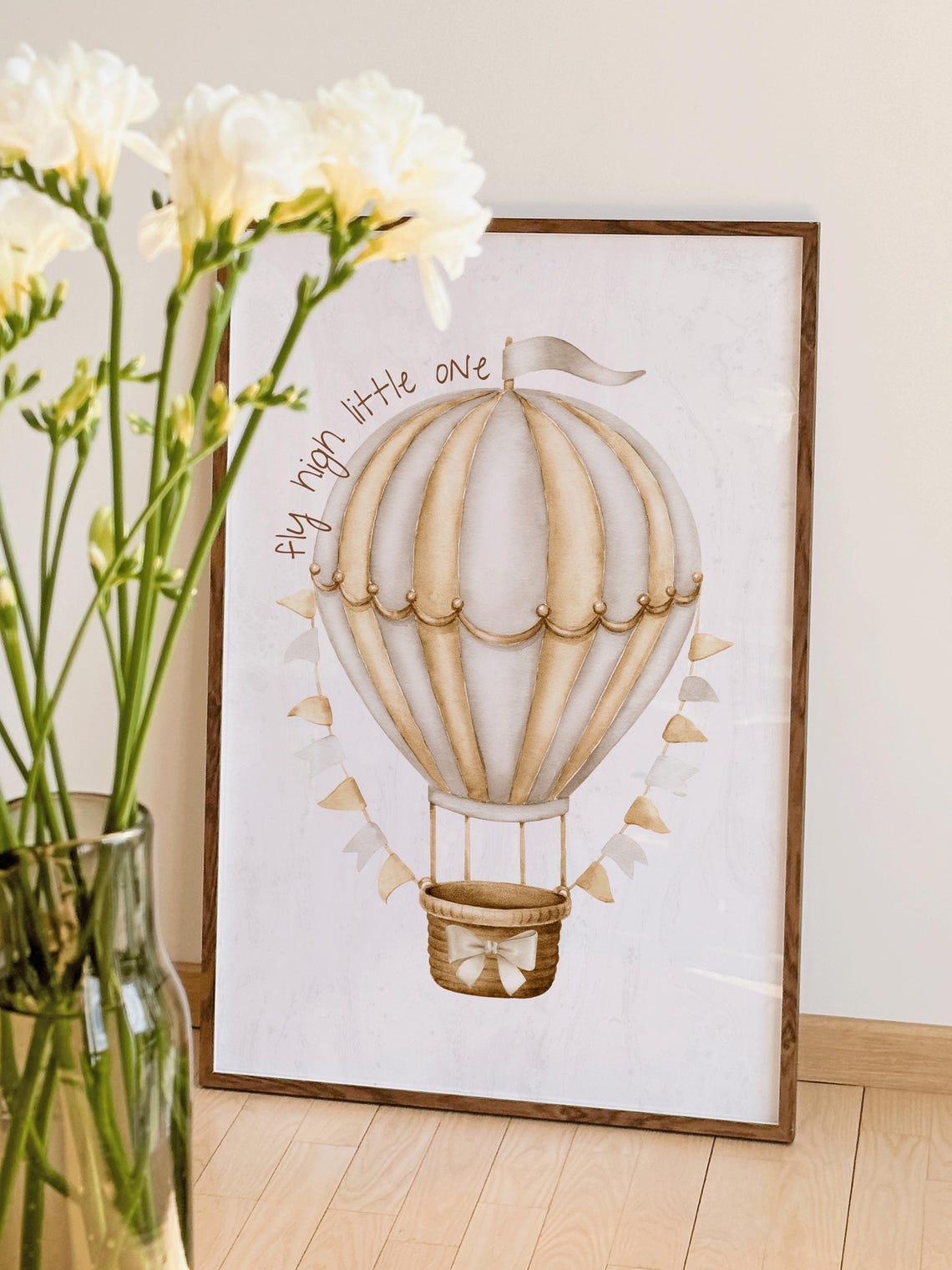 Fly High Little One Hot Air Balloon Nursery Art Print - Image 3