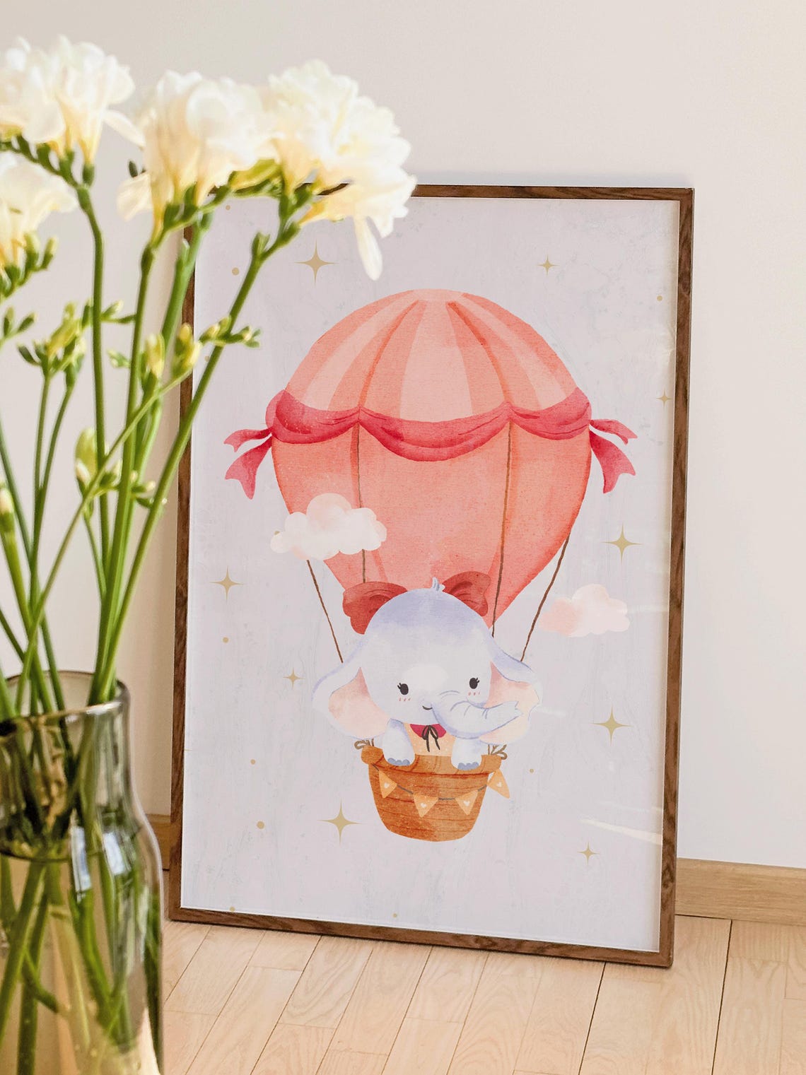 Hot Air Balloon Elephant Nursery Art, Baby Shower Gift - Image 2