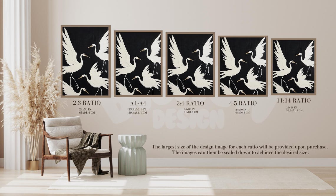 Wabi Sabi Crane, Minimalist Japandi Decor - Image 2
