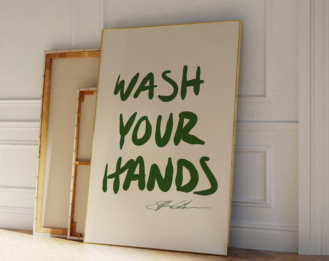 Wash Your Hands Funny Bathroom Typography Art Print