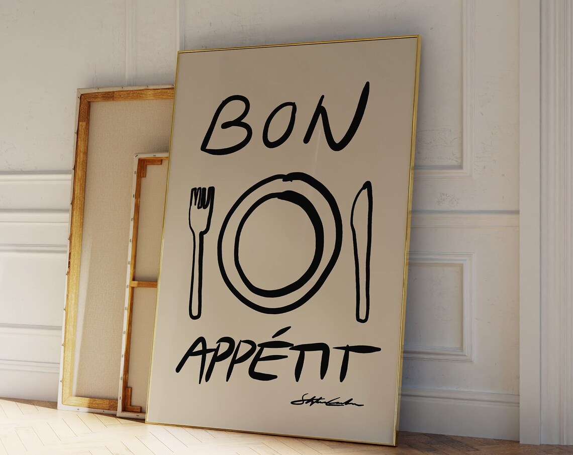 Bon Appetit Minimalistic Typography Poster Print
