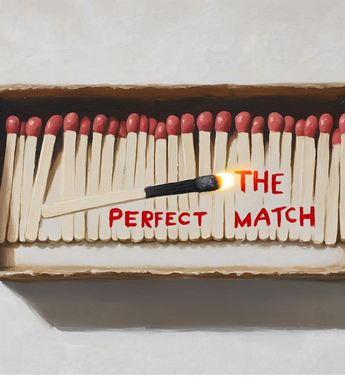 The Perfect Match Matchbox Painting Funny Love Pun Trendy Art Poster - Image 6
