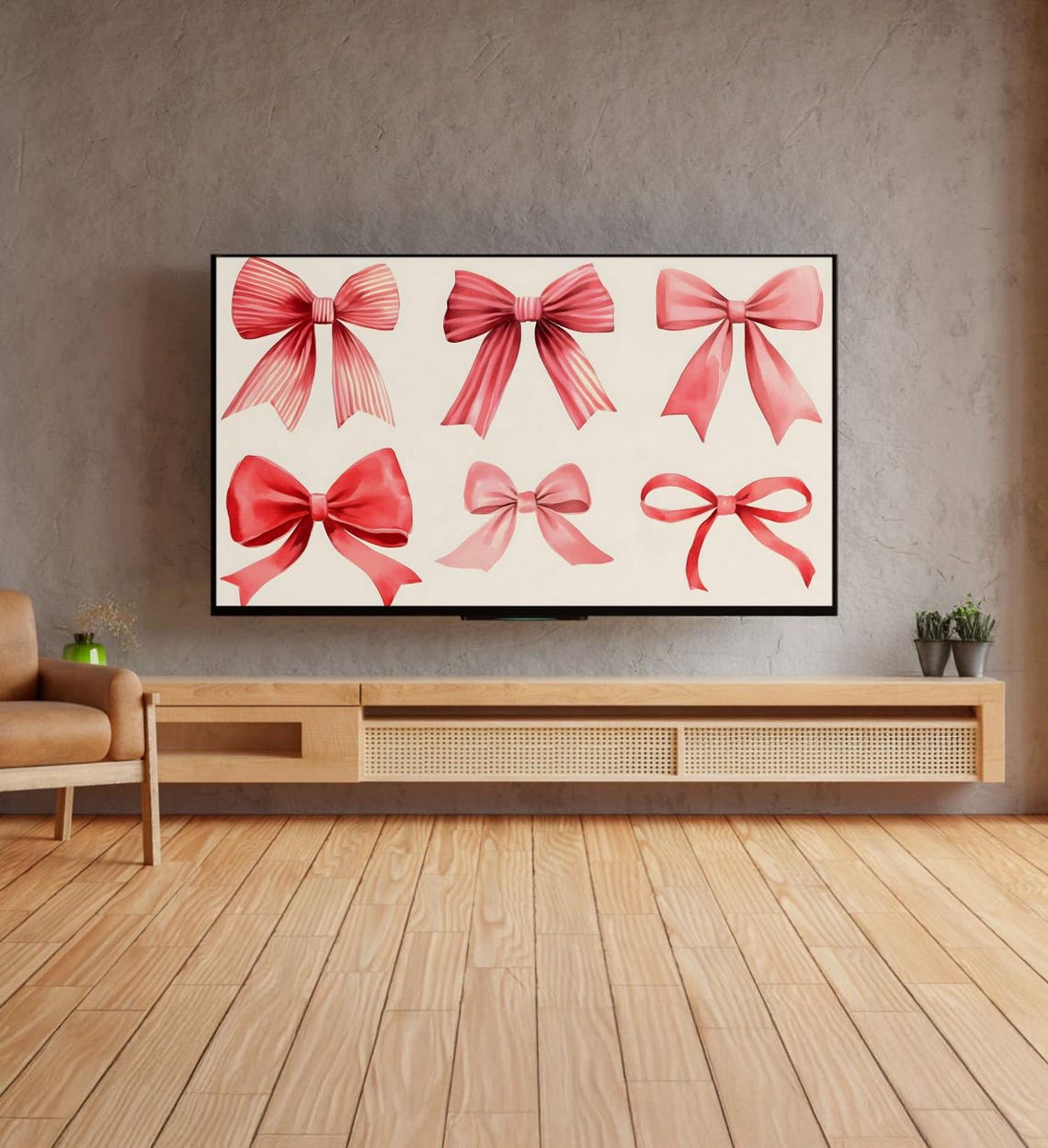 Pink Red Watercolor Bows Coquette Trendy Aesthetic Bow Art Poster - Image 4