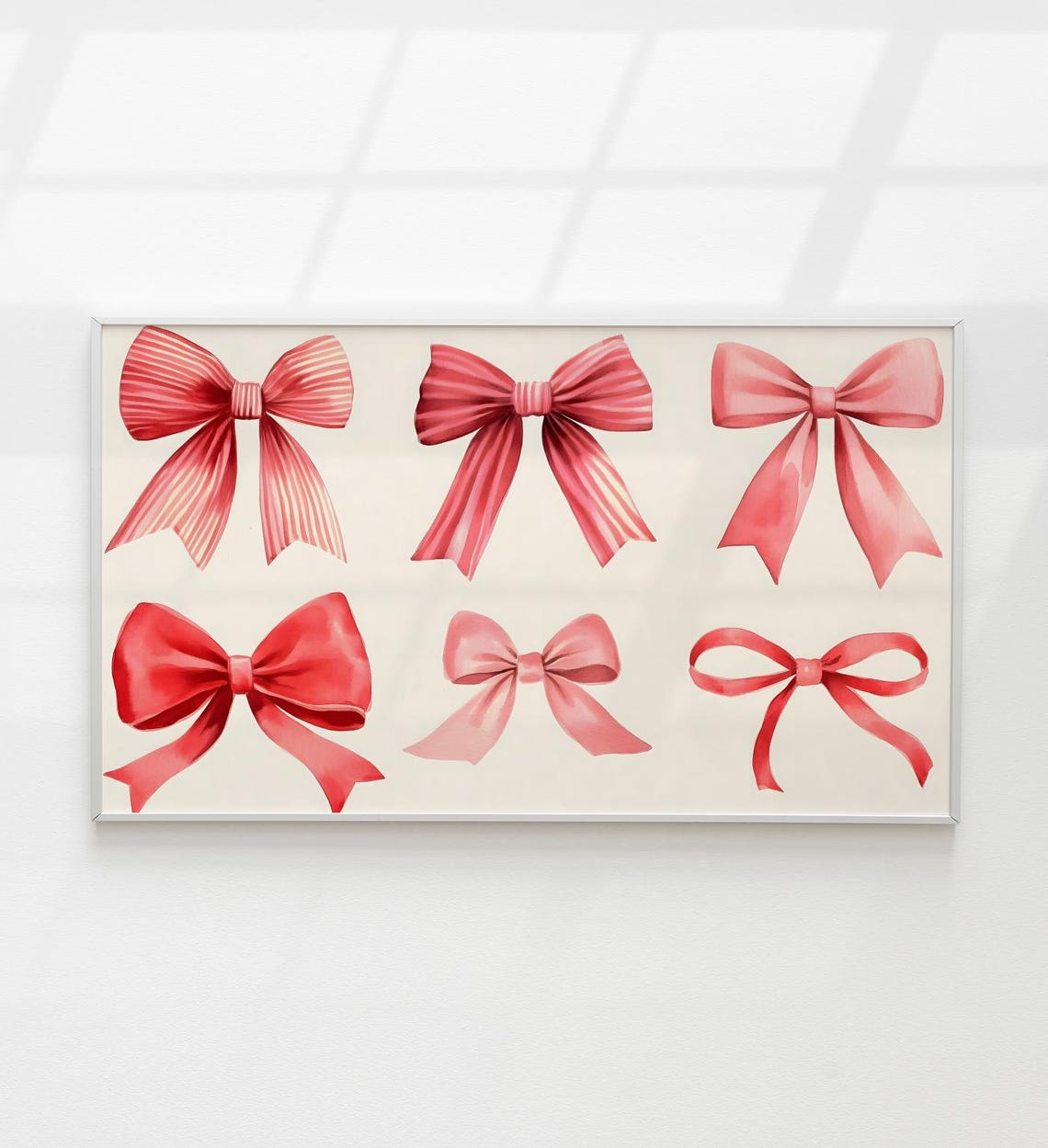 Pink Red Watercolor Bows Coquette Trendy Aesthetic Bow Art Poster