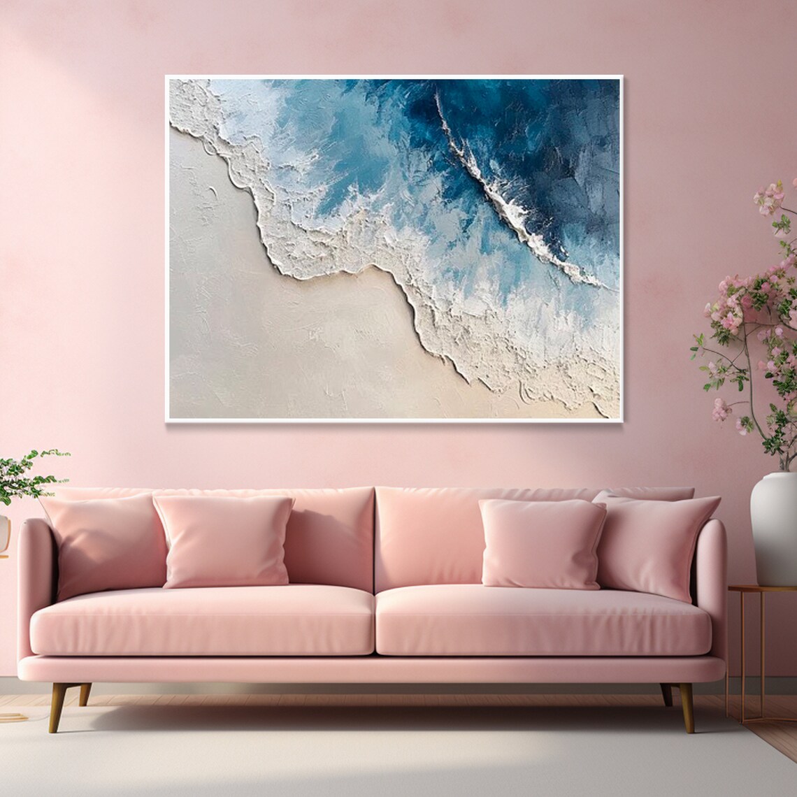 Abstract Blue Ocean Beach Minimalist Art Print - Image 2