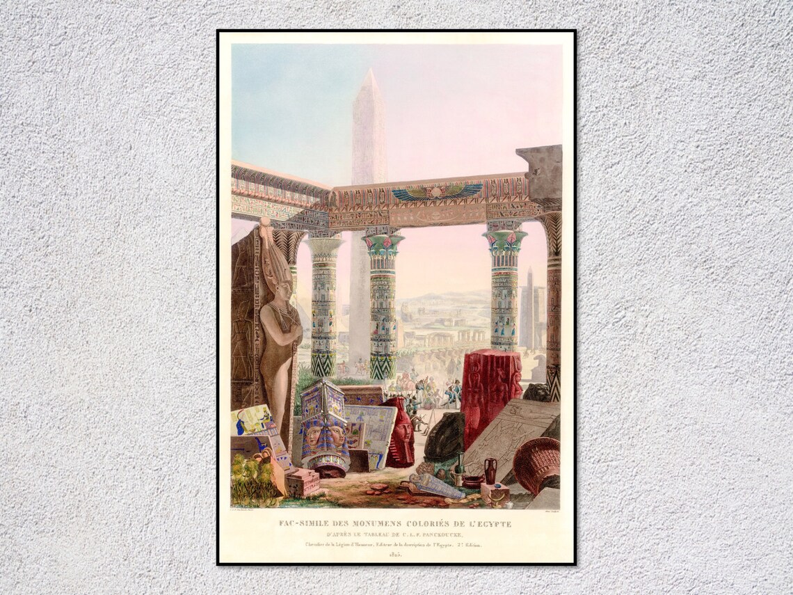 Vintage Egypt Travel Poster, Historic Ruins Art Print