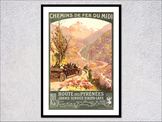 Route Des Pyrénées Vintage France Travel Poster