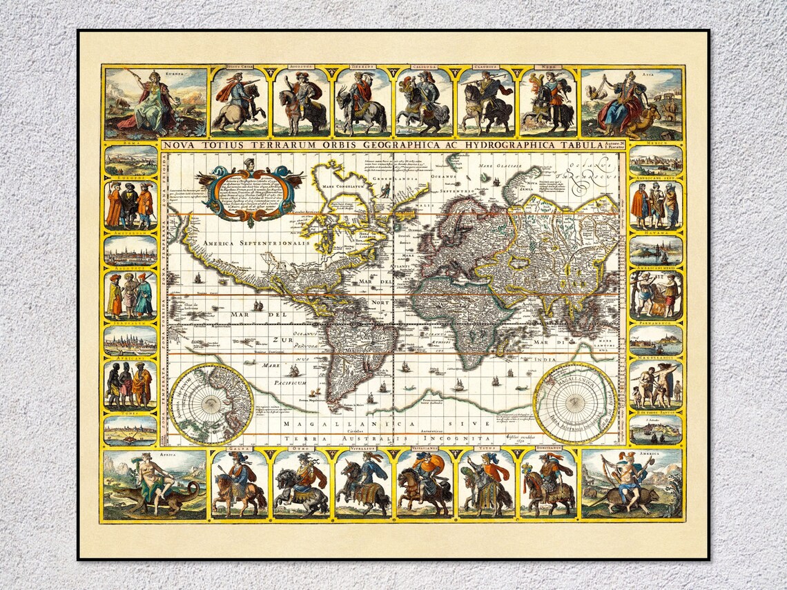 Nova Totius Terrarum Orbis 1652 World Map Art Print