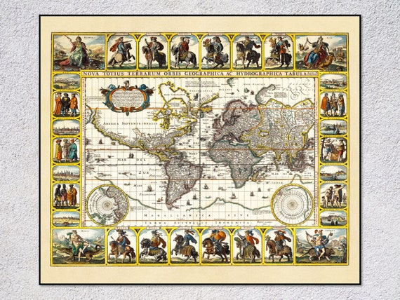 Nova Totius Terrarum Orbis 1652 World Map Art Print